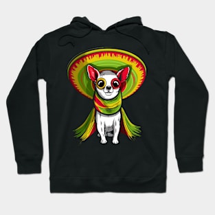 Charming Chihuahua in a Sombrero: Cute Cartoon Illustration Hoodie